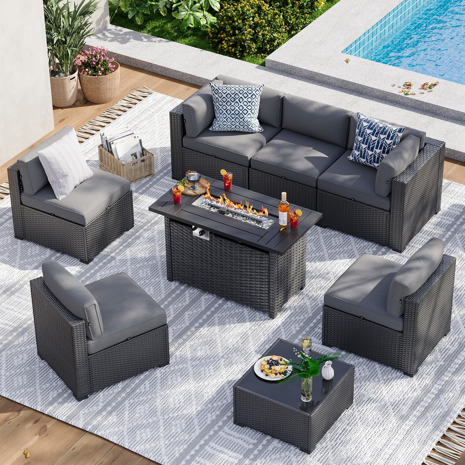 Amazon.com: Aoxun 8 Piece Patio Furniture Set with 44